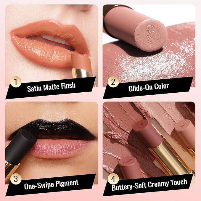 Oulac Color Rich Satin Lipstick - Burgundy Red Full Coverage Lip Color, Creamy Silky-Smooth, Moisturizing, Satin Matte Finish, Infused With Shea Butter, Vegan & Clean Beauty, 4g, SG13 Burgundy