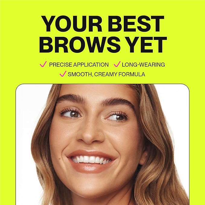 Brow Pencil - Fine Tip, Smooth & Creamy, Long Wearing, Water Resistant - Buildable Looks From Natural to Bold Eyebrows - Vegan & Cruelty Free Women's Beauty, Eyebrow Filler Makeup (Brown)
