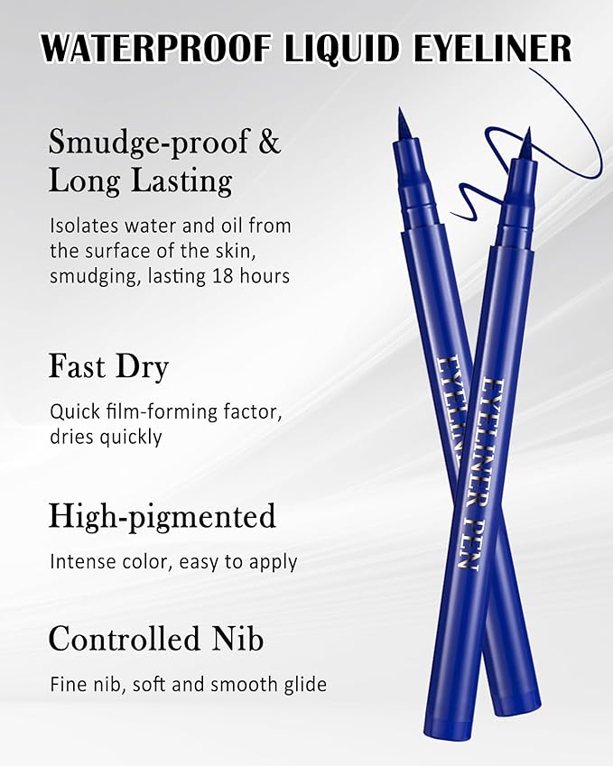 Green Waterproof Mascara & Eyeliner, 5D Silk Fiber Lash Extension Colored Tube Mascara Volume and Length,Long-Lasting Smudge-Proof Volumizing Colorful Máscara and Liquid Eyeliner Pen Set for Women
