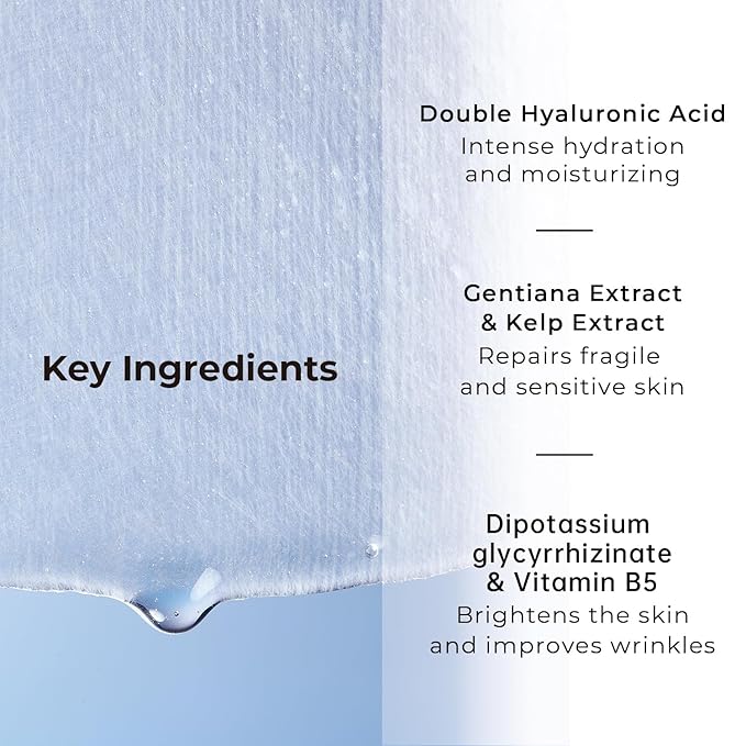 +WIS+ Hyaluronic Acid Sheet Mask 5 EA with Hyaluronic Acid Serum and Vitamin B5, Hydrating Facial Mask for Dry Skin, Anti-Aging Mask to Plump and Repair Dehydrated Skin, Safe on Sensitive Skin