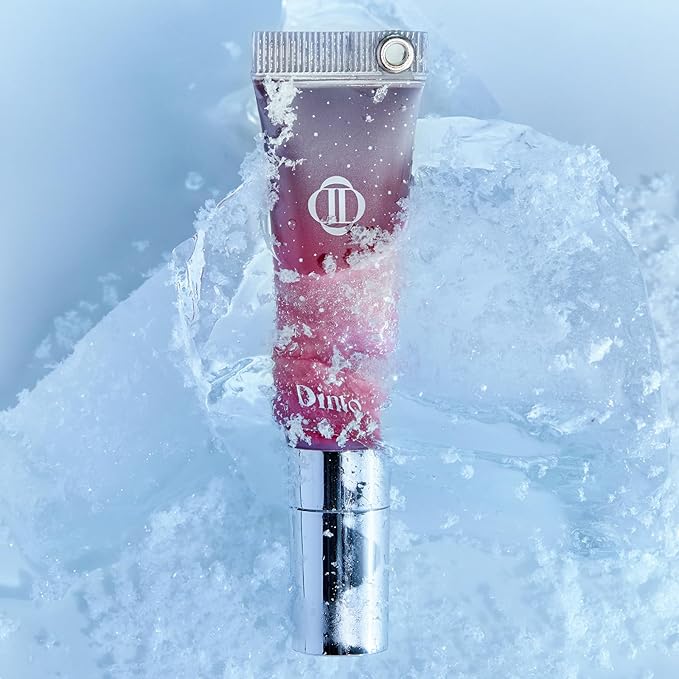 DINTO Frozen Lip Jelly - Icy Cool Plumping Lip Gloss with Metal Tip - High-Shine Non-Sticky Jelly Formula for Fuller, Juicy Lips - Vegan & Cruelty-Free - 0.34 fl oz - Shade 374 Dove