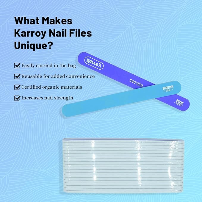 Karroy Nail File and Buffer for Natural Nails Dual Sided 2 Steps Shorten and Shape Nail Tools 20pcs 240/320 Grit