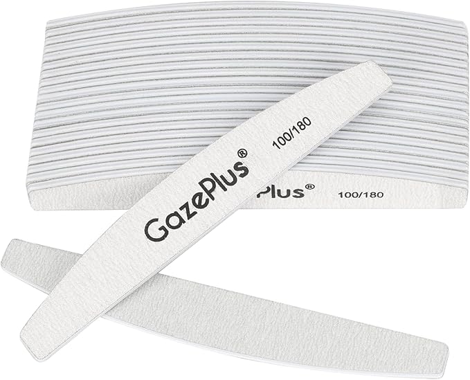 Nail Files, 24 PCS Fingernail Files 7" Long 100/180 Grit Emery Boards for Nails Professional Double Sided Nail File Bulk Washable Suitable for Both Acrylic and Natural Nails Zebra Half Moon