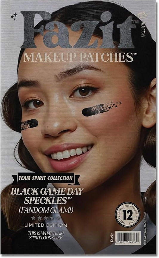 Fazit Makeup Patches - Black Game Day Speckles - Glow Up Make-Up Patches - Cute Glitter Makeup Accessories For Women - Cosmetic Glitter For Face