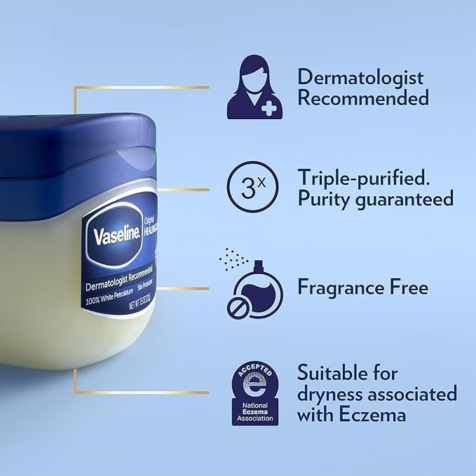 Vaseline Original & Cocoa Butter Healing Jelly Travel-Size Variety 4-Pack – Rich Moisturizing Ointment, Skin Protectant for Soothing Cracked, Dry Skin, 1.75 Oz Ea