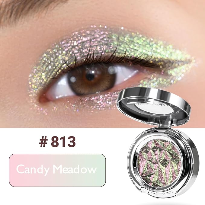 CHARMACY Multichrome Glitter Eyeshadow, Intense Color Shifting Creamy Eye Shadows, Highly Pigmented, Metallic Shimmer Eyeshadow #813