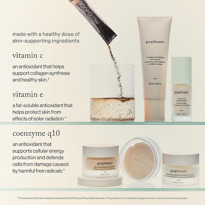 goop Beauty Morning Skin Drink Mix | Beverage Powder to Protect Against Signs of Aging | Vitamin C & E | Lemon Verbena & Orange Flavor | Non-GMO, Gluten-Free, & Vegan | 30 Pack