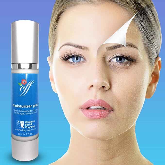 Carolyn's Facial Formulas Moisturizer Plus | Eye Cream | Cruelty-Free, Vegan Face Cream | Made in USA | Vitamin C Moisturizer for Face and Neck (50 ml – 1.7 fl oz)