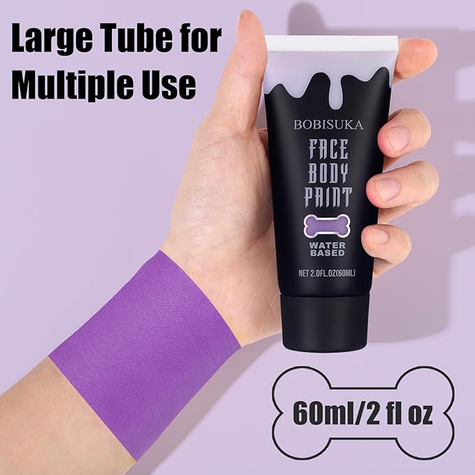 BOBISUKA Light Purple Face Body Paint, Water Based Face Painting for Art Theater Halloween Party Cosplay Clown SFX Makeup for Women Adults Teens, Non-Toxic Washable