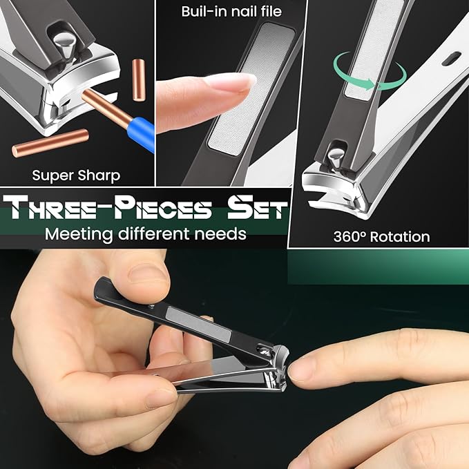 Vepkuso Nail Clippers Set for Men & Women – Professional Toenail Clippers for Thick Ingrown Nails for Seniors, Ultra Sharp Stainless Steel Fingernail Clipper & Nail Cutter, Gift Idea