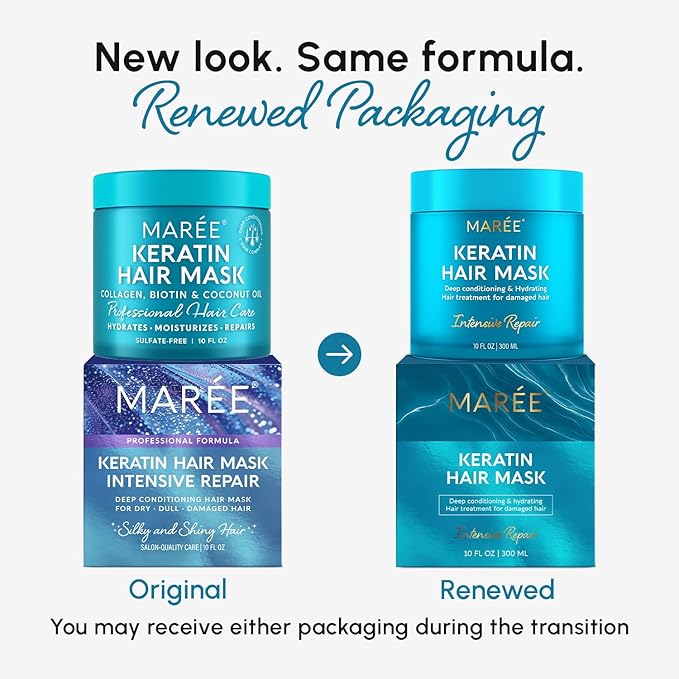 MAREE Deep Conditioning Hair Mask for Damaged Hair Treatment – Keratin Hair Care for Hydrating Growth Repair Moisturizing – Dry Curly Color Refreshing – Tratamiento Mascarilla Para el Cabello Seco