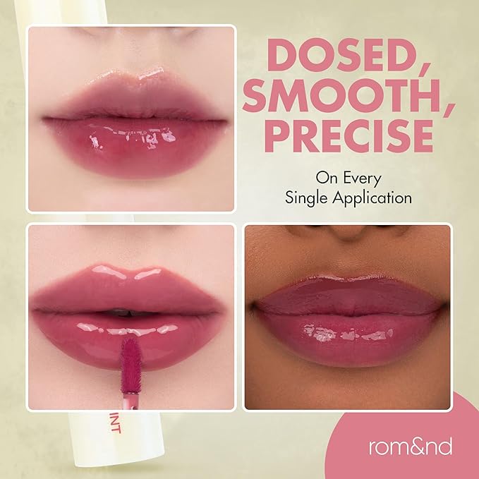 rom&nd Juicy Lasting Tint #28 Bare Fig - K-Beauty MLBB Lip Gloss for Cool Undertones, Vivid Long-Lasting Shine, Moisturizing & Non-Sticky Lip Stain