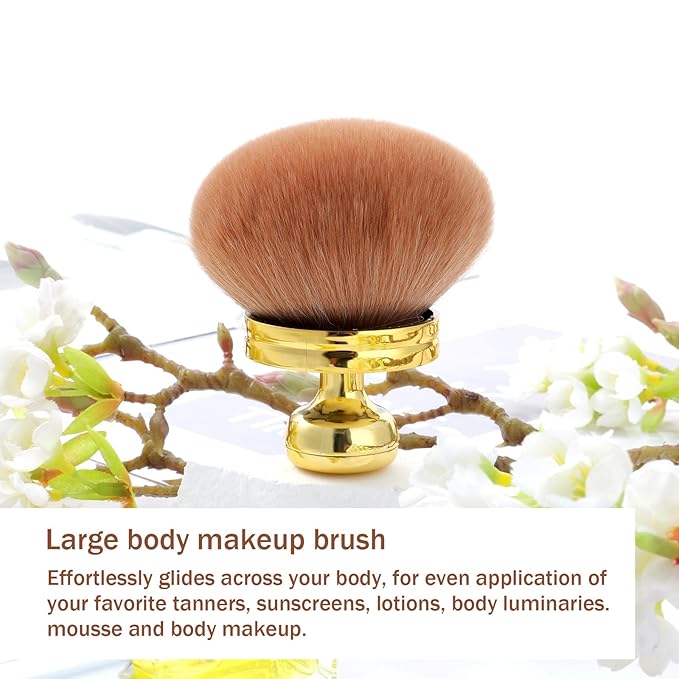 Bronzer Brush, Extra Large Body Makeup Brush for Self Tanner,74mm Wide-headed Tanning Brushes, Soft Synthetic Hair Brushes for Foundation, Blusher, Bronzer, Sunscreen (Gold)