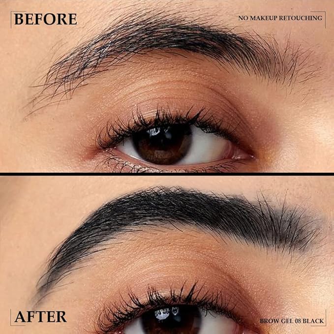 Tinted Thickening Brow Mascara,Brow Fast Sculpt,Waterproof, Transfer-proof, Brush to Fill in Eyebrows and Cover Gray Hairs - Cruelty Free - Light Medium Brown (2pcs 08 Black)