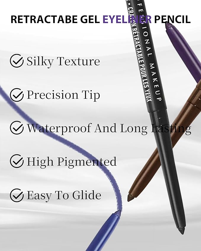 Brown Waterproof Colored Mascara&Eyeliner,5D Fiber Mascara for Eyelashes Volume and Length, Smudgeproof Color Waterline Gel Eye Liner Pen Lengthening Curling Máscara Women Party Stage Use Makeup Gift