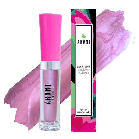 Aromi Frosty Pink Lip Gloss | Light Baby Pink Lip Color, Glossy, Metallic Finish, Shine, Shimmery, Plumping, Vegan, Gluten Free (Snobby Pink)