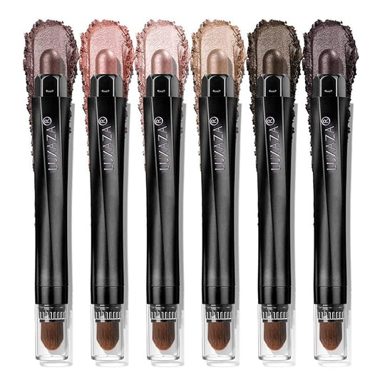 Pink Eyeshadow Stick Makeup 6PCS Set, Light Metallic Shimmer Cream Eye Shadow Eyeliner Brightener Pencil Crayon - PINK OCEAN