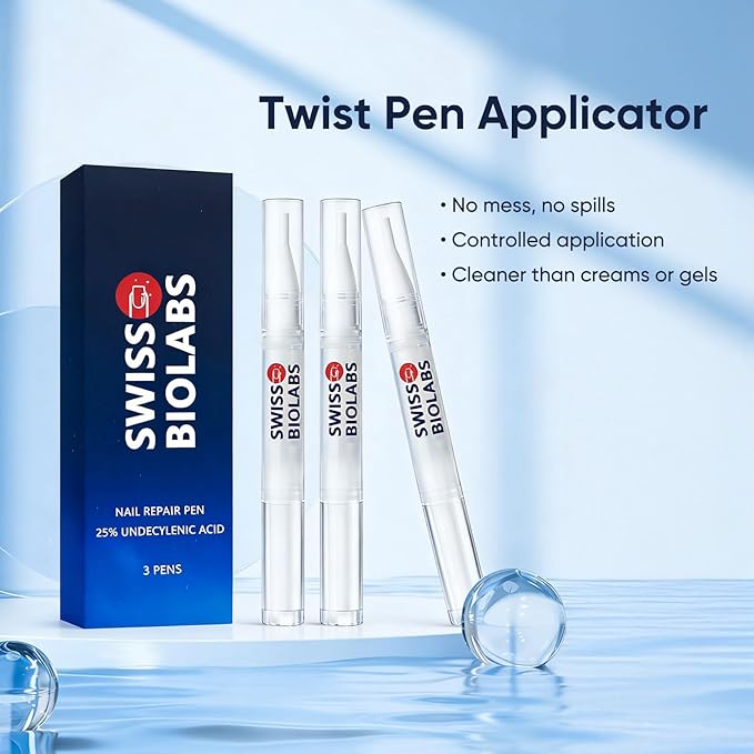 Swiss Biolabs Nail Fungus Pen, Nail Repair Treatment Serum with Undecylenic Acid 25% & TreeTea Oil for Nail Strengthener & Growth (3)