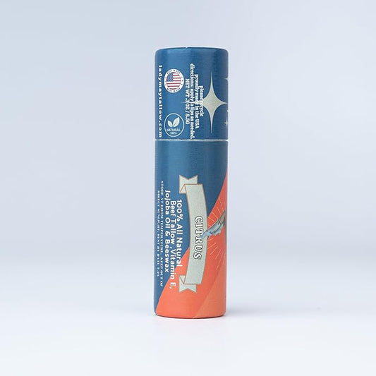 Beef Tallow Lip Balm - All Natural Beef Tallow Balm Made with Beeswax, Jojoba Oil & Vitamin E for Lip Repair and Hydration - Nothing Artificial, USA Made (Citrus)