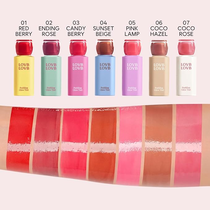 Pudding Glow Korean Lip Tint | Natural Lip Stain | Gloss to Stain | Long-Lasting & Non-Sticky | Lightweight Lip Tint | 0.14 oz. (07 COCO ROSE)
