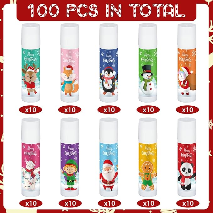 Dunzy 100 Pack Christmas Lip Balm Gifts Bulk Lip Balms Favors Employee Appreciation Thank You Gifts Team Inspirational Gift for Xmas Fall Thanksgiving Party Women Men Coworkers Staff Teachers