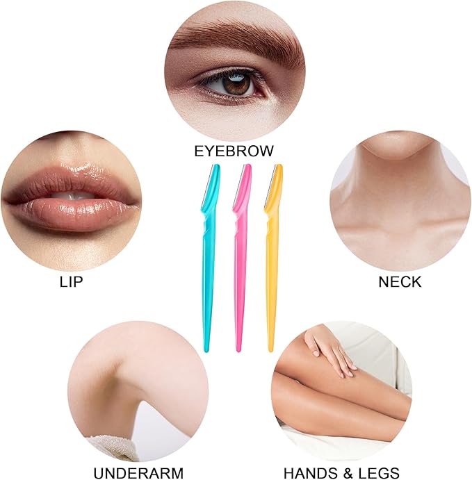 HFATMOS 12 Pcs Eyebrow Razor Multipurpose Exfoliating Dermaplaning Tool for Face, Facial and Eyebrow Shaper with Protective Cover for Women Men Use