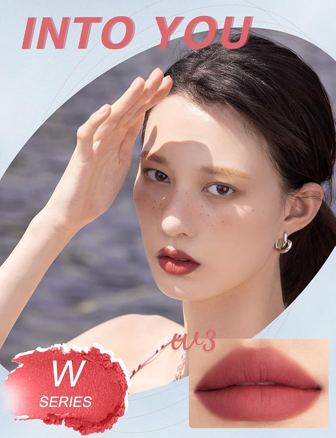 INTO YOU Matte Lipstick, Super Stay Lip Mud for Women, Lip Stain Long Lasting Waterproof, Lip Color Soft Lightweight, Smooth Lip Clay Mousse, Dual-Use For Lips And Cheek, Red Lipstick (W3)