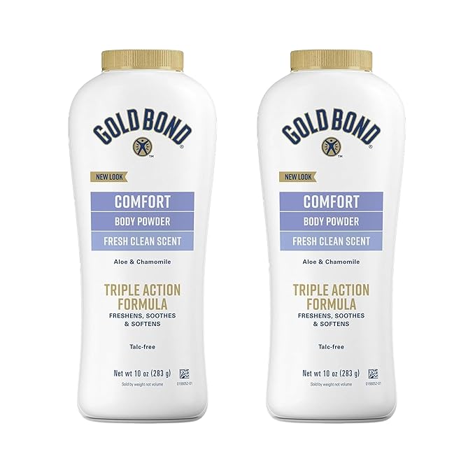 Gold Bond Comfort Body Powder, 10 oz., Talc-Free, Fresh Clean Scent With Aloe & Chamomile, Pack of 2
