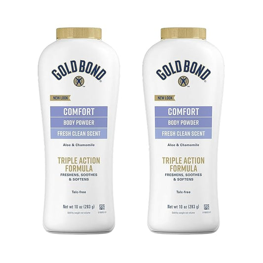 Gold Bond Comfort Body Powder, 10 oz., Talc-Free, Fresh Clean Scent With Aloe & Chamomile, Pack of 2