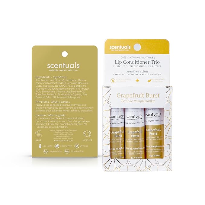 Lip Balm Set of 3, Made with Shea Butter, Cocoa Butter, Castor, Avocado & Jojoba oil, Beeswax, Vitamin E and Essential oil, Moisturizing Lip Care, Cruelty Free Hydration, 100% Natural (3 Pack)