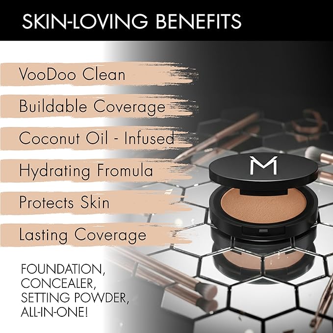 Voodoo Makeup Coconut Cream Foundation in Bare - Cream to Powder Foundation - Wet or Dry Application - Buildable, Lightweight for Even Skin