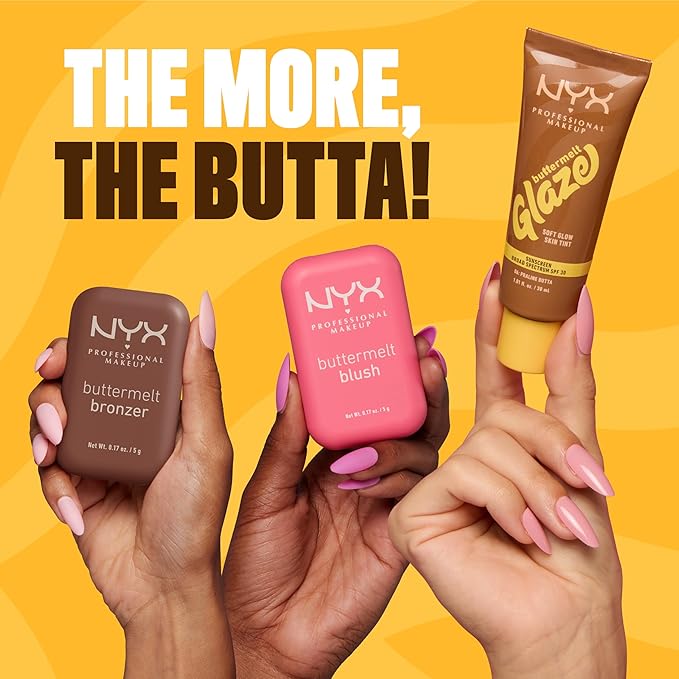 NYX PROFESSIONAL MAKEUP Buttermelt Glaze Soft Glow Skin Tint + SPF 30, Up To 12HR Wear, 03 Cashew Butta