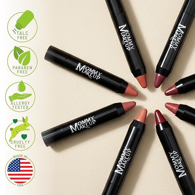 Mommy Makeup Triple Sticks Lipstick, Cream Blush & Treatment All-In-One with Shea & Cocoa Butter - Soft & Creamy Moisturizing Lip Crayon For Lips & Cheeks (Pink Daisy)