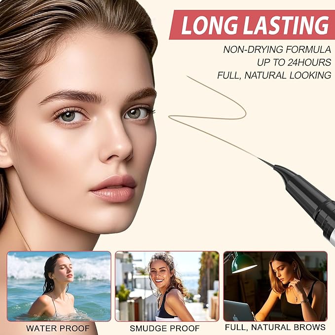 LAVONE Hair-Like Eyebrow Pen Makeup kit, Eyebrow Pencils for Women with Waterproof Microblading Eyebrow Pencil, Eyebrow Pomade, Eyeliner and Eyebrow Brush, Create Full, Natural Brows,Taupe