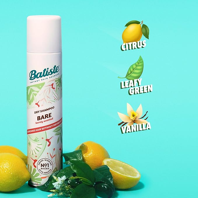 Batiste Dry Shampoo, Bare Fragrance, Refresh Hair and Absorb Oil Between Washes, Waterless Shampoo for Added Hair Texture and Body, 5.71 oz