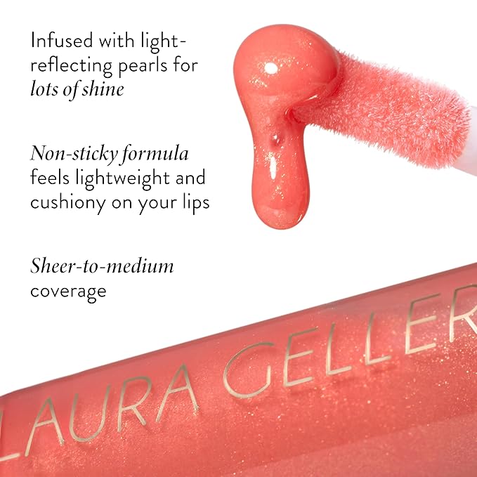 LAURA GELLER NEW YORK Color Luster Lip Gloss - Cookie Dough | Non-Sticky Lip Gloss Treatment with Sheer High-Shine Color