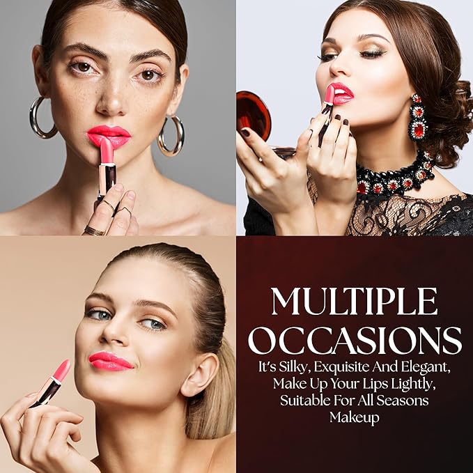 lipstick provides smooth application, hydration and moisture to the lips with long lasting wear, non-sticky, glides on,provides maximum color organic shea butter (pink me)