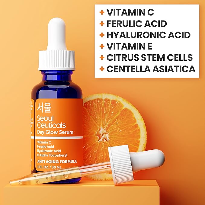 Korean Vitamin C Serum + 97.5% Snail Mucin Eye Cream Set for Glowing Skin & Youthful Eyes
