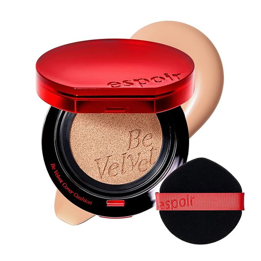 Espoir Be Velvet Cushion Foundation #24 Latte | Quick and Easy Coverage with Long-lasting Color by Zero Oxidation, Velvety Smooth Finish & Lightweight Formula, Vegan, Korean Makeup, 0.46 oz