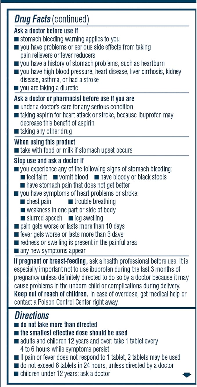 Advil Pain Reliever and Fever Reducer, Pain Relief Medicine with Ibuprofen 200mg for Headache, Backache, Menstrual Pain and Joint Pain Relief - 200 Coated Tablets