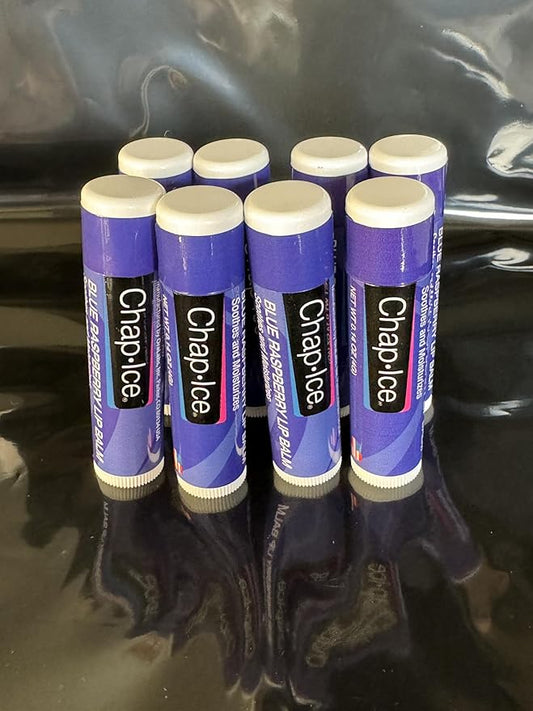 Generic Lip chap.ice BLUE RASPBERRY Lip Balm Soothes and Moisturizes 0.14 oz x 8
