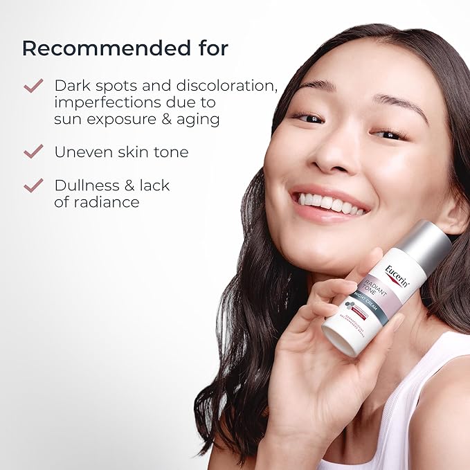 Eucerin Radiant Tone Night Cream, Dark Spot Corrector with Thiamidol, Night Moisturizer for Face Helps Visibly Reduce the Look of Dark Spots, All Skin Types, Holiday Gifts for Self Care, 1.7 Oz Bottle