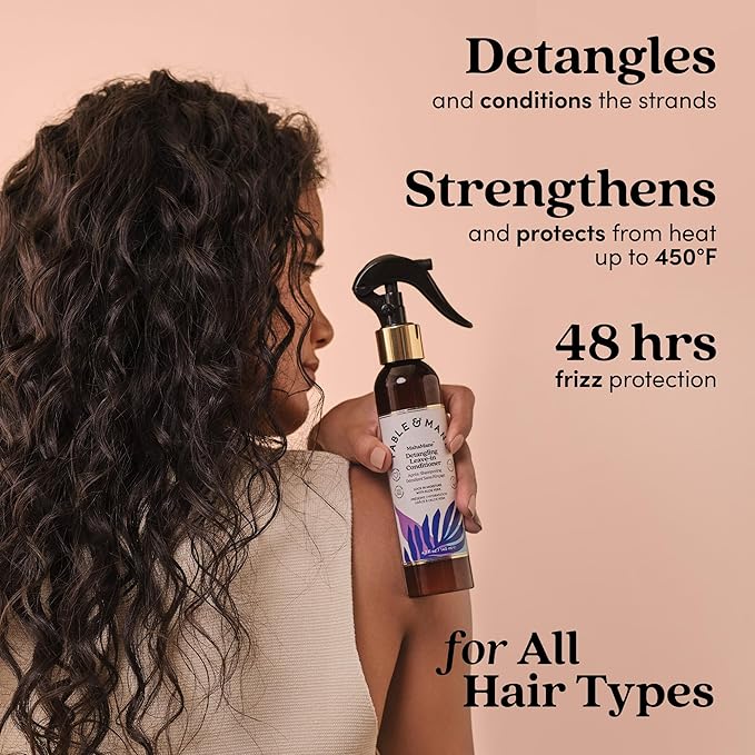 Fable & Mane Detangling Leave-In Conditioner, with UV Heat Protection for Smooth, Hydrated, Tangle-free Hair. Enriched with Aloe Vera