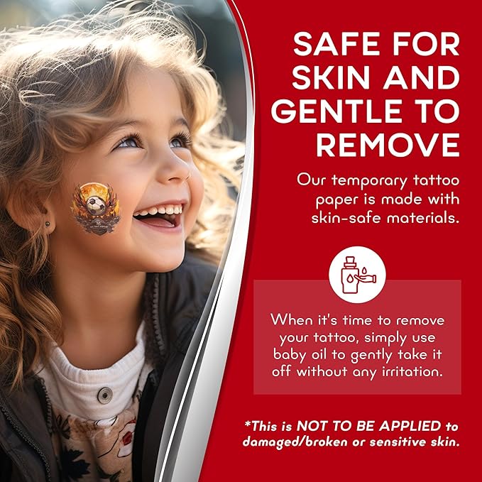 BubblePop! Printable Temporary Tattoo Paper for Inkjet Printer - Skin-Safe, Water-Resistant, Blank 8.5x11” Sheets for Personalized Designs - Make Your Own Temporary Tattoos at Home - 5 Set