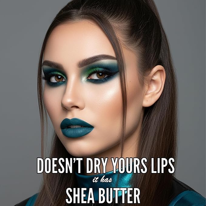 Mynena Deep Teal Green Matte Liquid Lipstick | Long-Lasting Comfort | Smudge-Proof Transfer-Resistant | Full Coverage Non-Drying | Vegan & Cruelty-Free | All-Day Wear Lip Color | Ivy