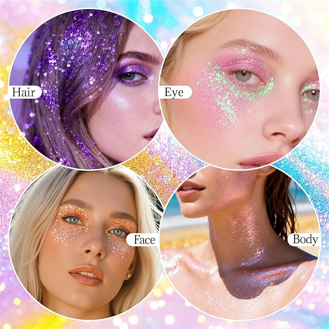 DAGEDA Light Green Body Glitter Stick,St Patricks Day Accessories,Sparkly Face Glitter Makeup,Holographic Hair Glitters Rave Outfits for Women, Shimmer Face Paint Stick for Mardi Gras Singer Concert