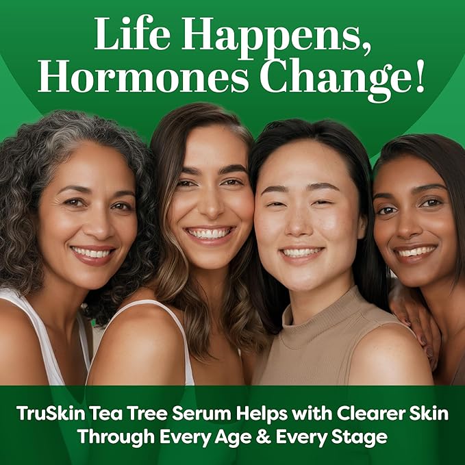 TruSkin Tea Tree Oil Acne Treatment Serum for Face – Salicylic Acid, Niacinamide, Vitamin C & Retinol – Clarifying Super Facial Serum for Acne-Prone Skin & Pores, 1 Fl Oz