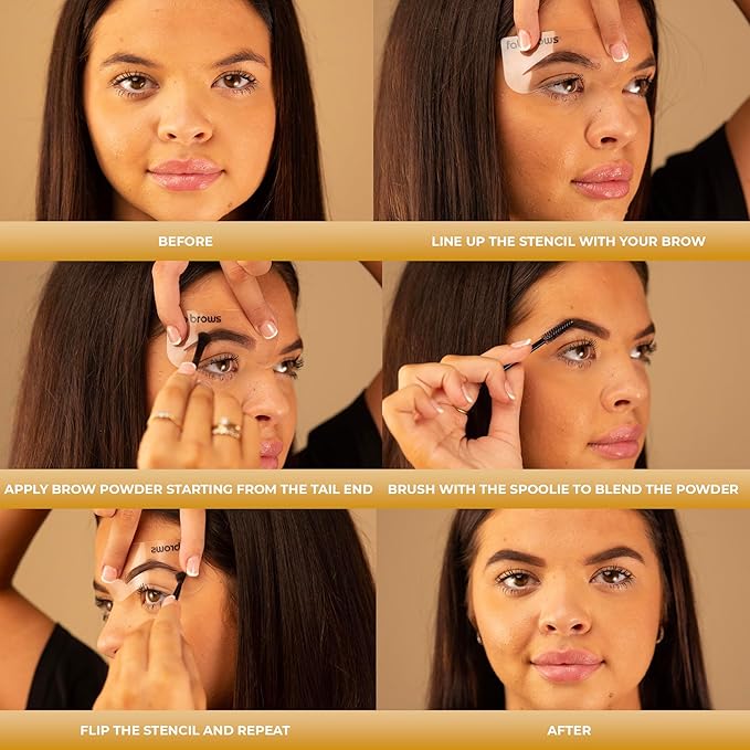 Fab Brows Duo Eyebrow Stencils | 6 Natural-Looking Brow Shapes | Easy Eyebrow Shaper Stencil | Fits All Faces & Sizes | Eyebrow Stencil Kit for Beginners & Professionals | Stencils Only, Cruelty-Free