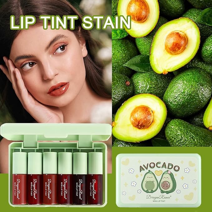 6 Colors Lip Tint Stain Set, Korean Lip Gloss, Mini Liquid Lipstick, Lip Tint Set, Lip Stain Long Lasting Waterproof, Non-Stick Cup, High Pigment, Cute Stuff, Lip Makeup
