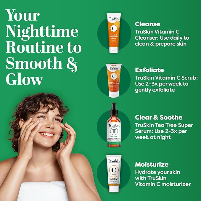 TruSkin Tea Tree Oil Acne Treatment Serum for Face – Salicylic Acid, Niacinamide, Vitamin C & Retinol – Clarifying Super Facial Serum for Acne-Prone Skin & Pores, 1 Fl Oz